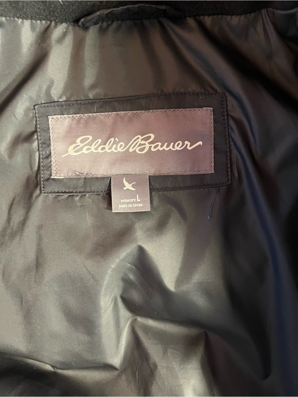 Eddie Bauer Black Long Hooded Puffer Coat with Faux Fur Trim - Picture 3 of 4